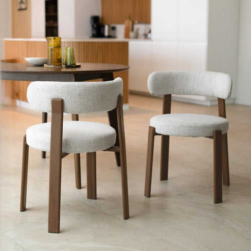Aura - Lot De 2 Chaises En Tissu Texturé Greige, Pieds En Métal