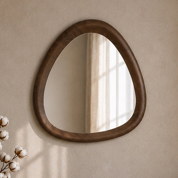 Yoko - Miroir Organique En Placage Noyer