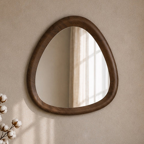 Yoko - Miroir Organique En Placage Noyer