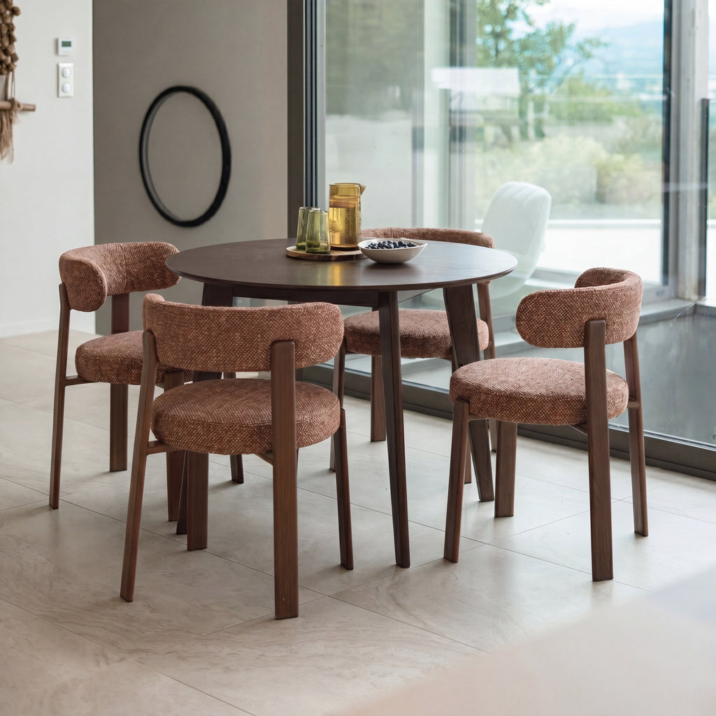 Aura - Lot De 2 Chaises En Tissu Texturé Brun Canelle, Pieds En Métal