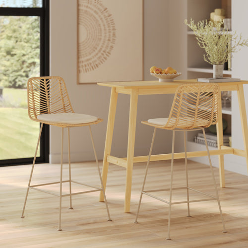 Tamara - Lot De 2 Chaises Pour Îlot Central En Rotin Naturel