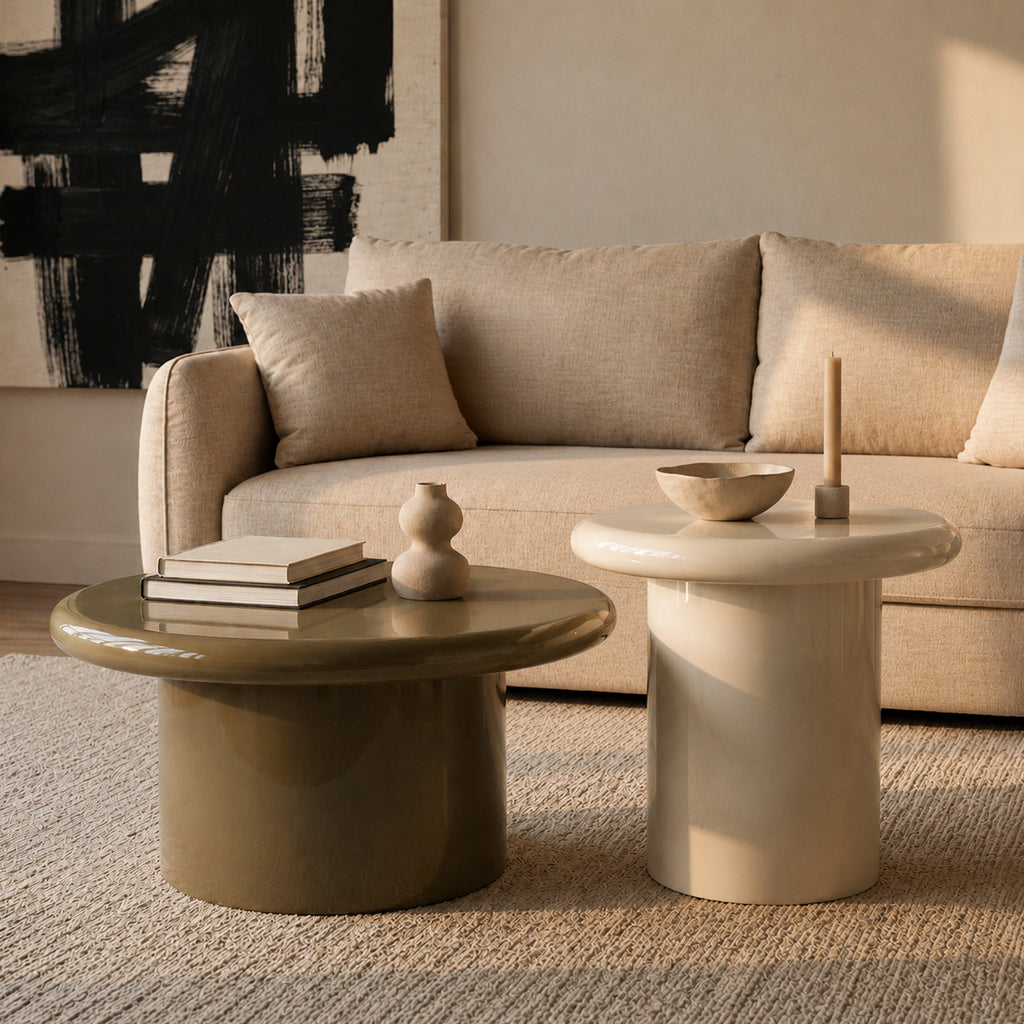 Apoline - Table Basse Laquée Vert Kaki En Mdf