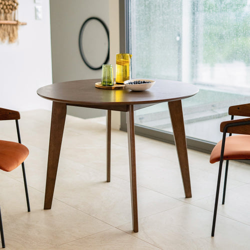 Réno - Table Ronde 4 Personnes En Bois Foncé