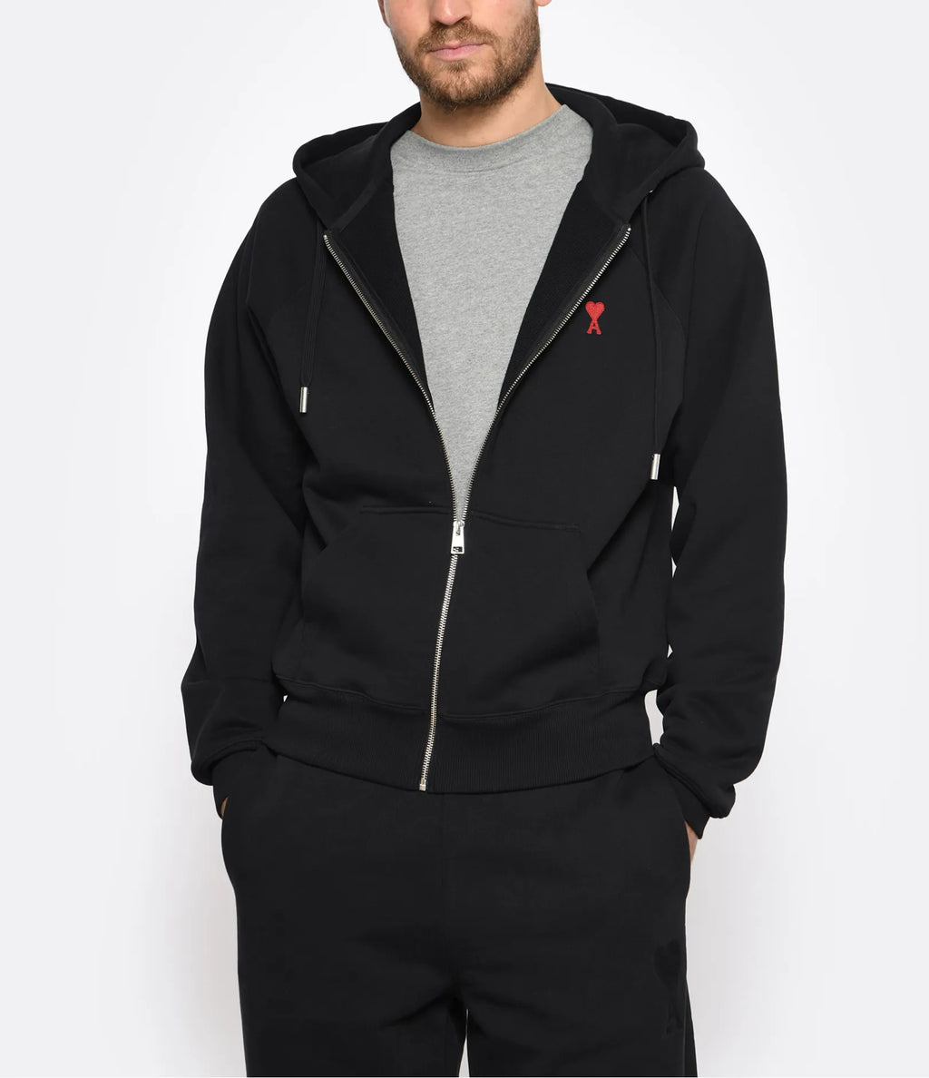 Ami Paris - Ami De Coeur Zipped Hoodie – Black