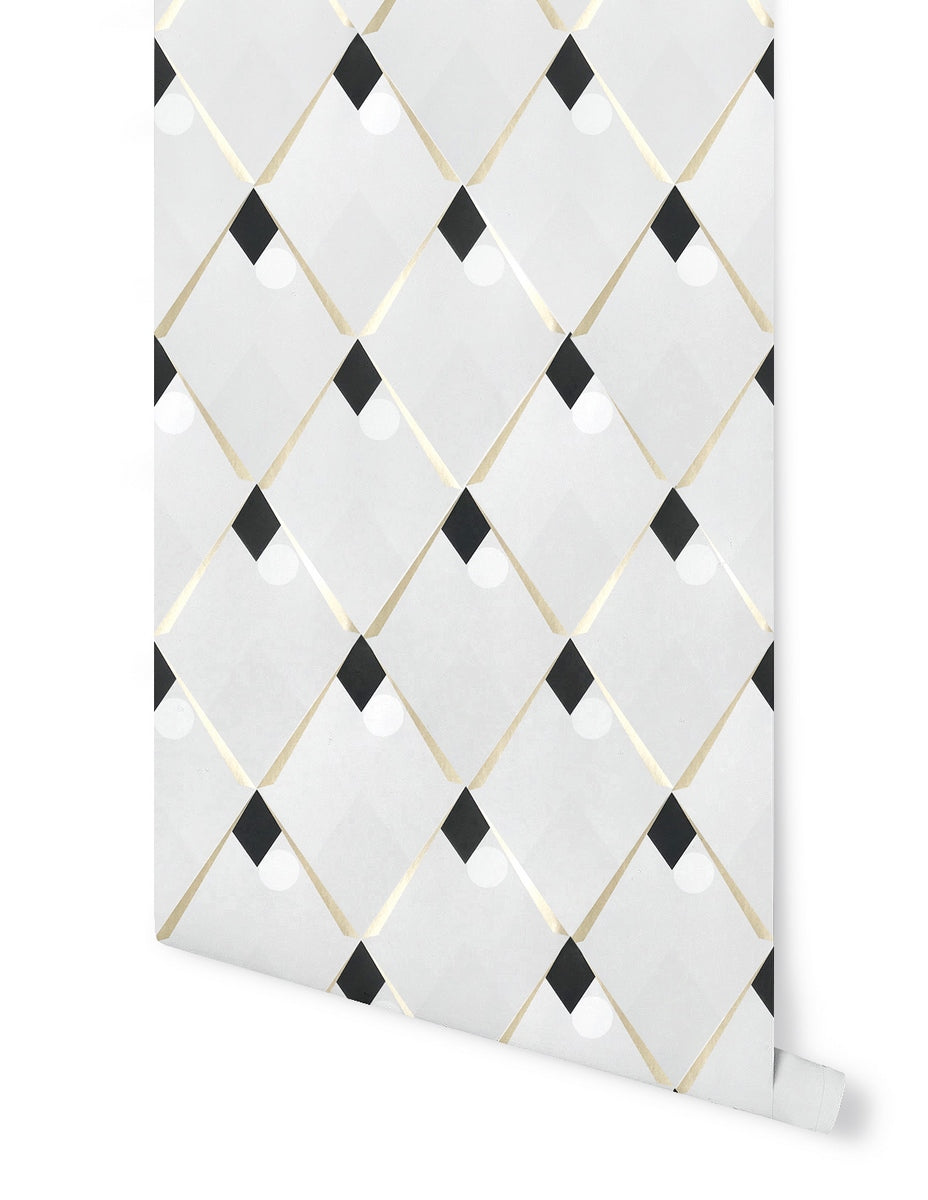 Rollo de Papel Pintado Arlequin - Ceniza Dorado
