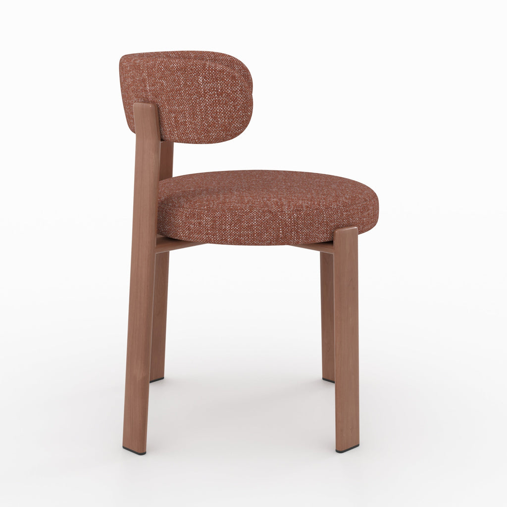 Aura - Lot De 2 Chaises En Tissu Texturé Brun Canelle, Pieds En Métal