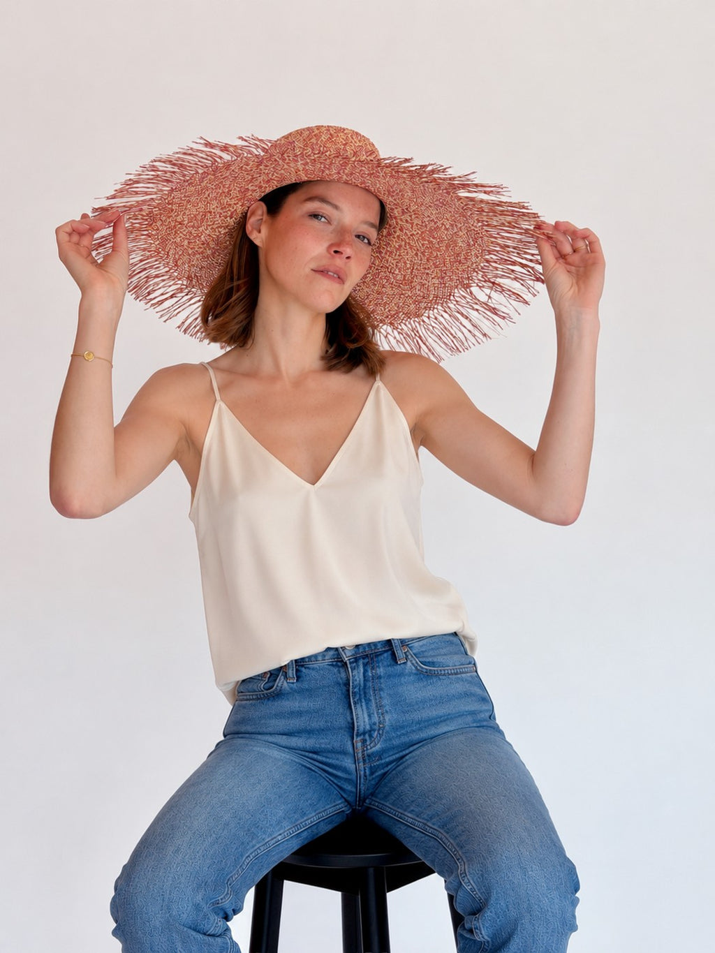 Chapeau Paille Aurora - Natural & Fuschia