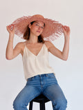 Chapeau Paille Aurora - Natural & Fuschia