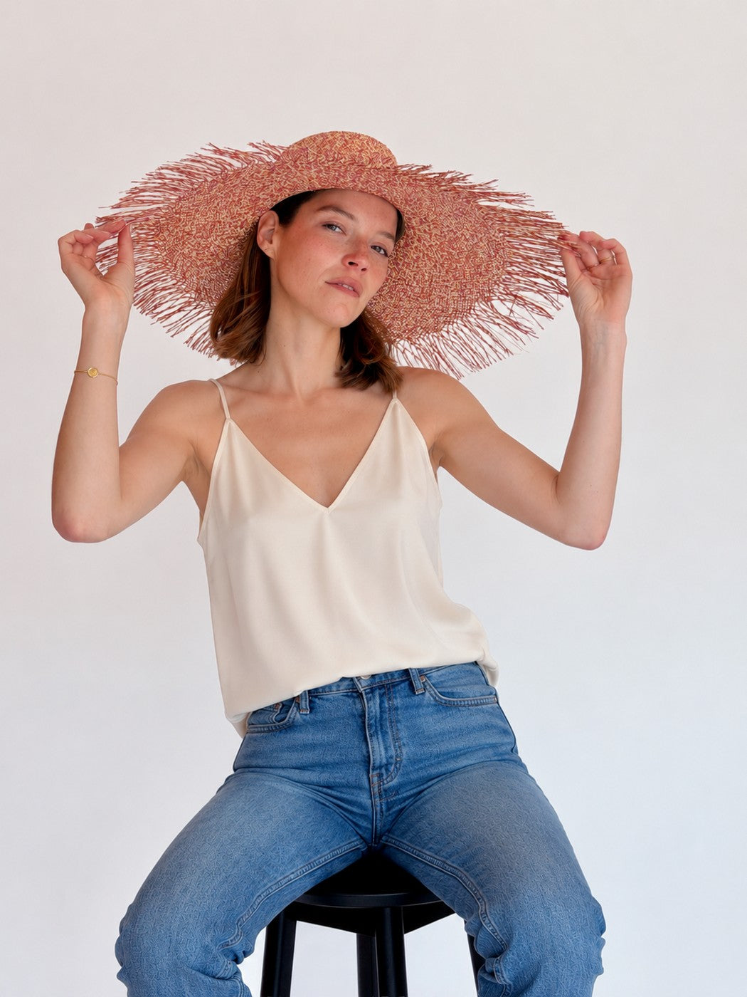 Chapeau Paille Aurora - Natural & Fuschia