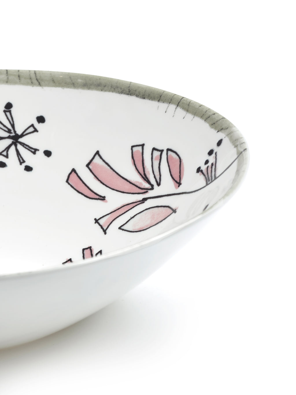 Midnight Flowers - Set Di 2 Ciotole Basse - M - Porcellana Bone China - Fiore Rosa