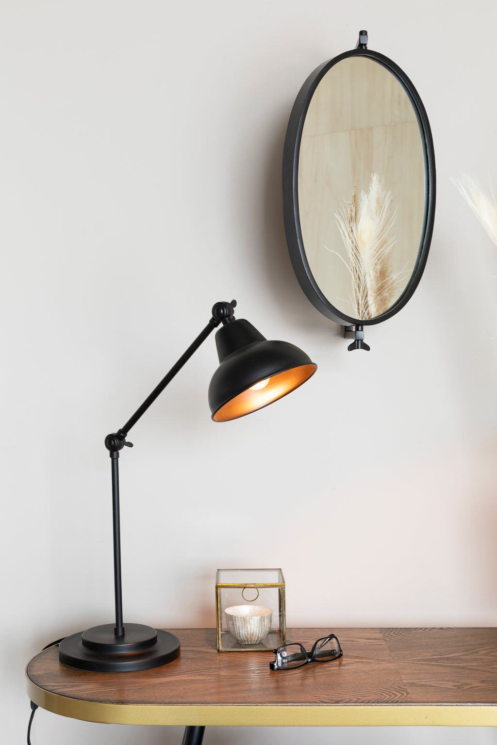 Lara - Miroir - Fer - Noir/Doré