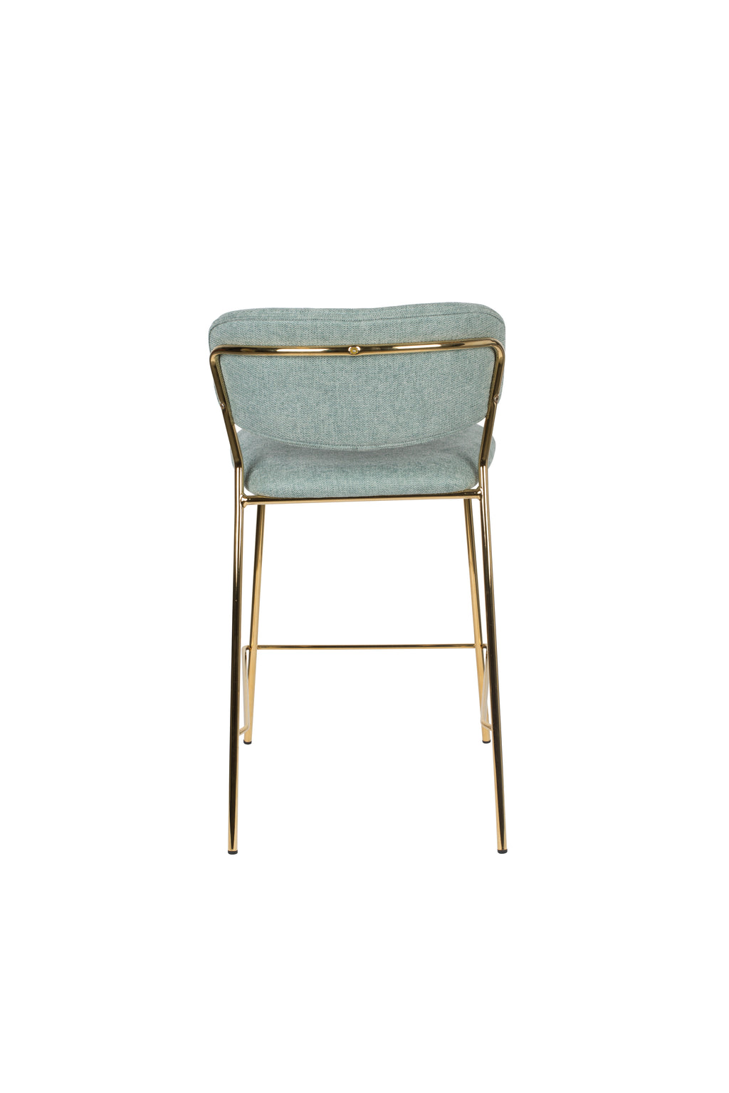 Jolien - Juego de 2 taburetes de bar y mostrador - Tela - Dorado/Verde claro