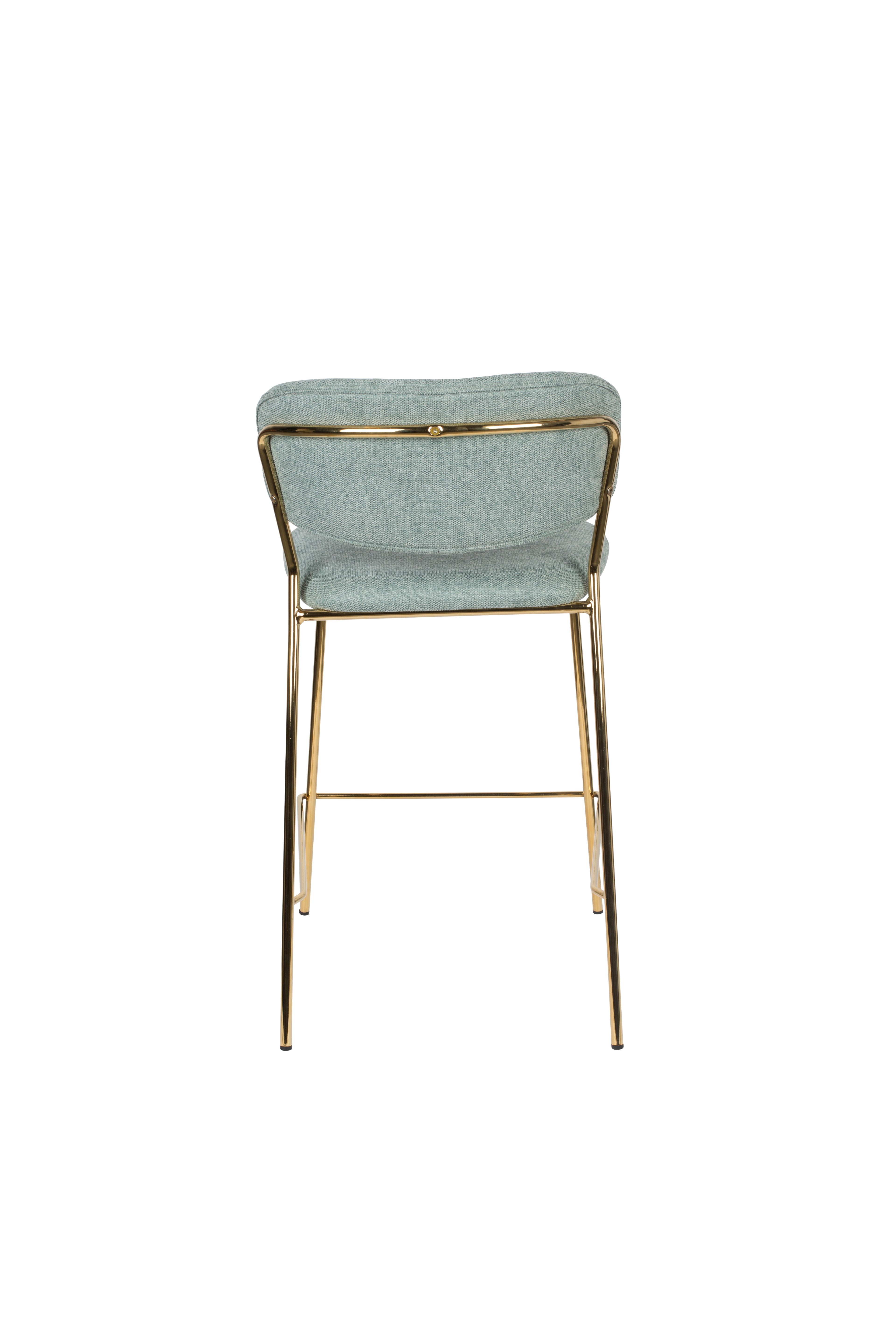 Jolien - Juego de 2 taburetes de bar y mostrador - Tela - Dorado/Verde claro