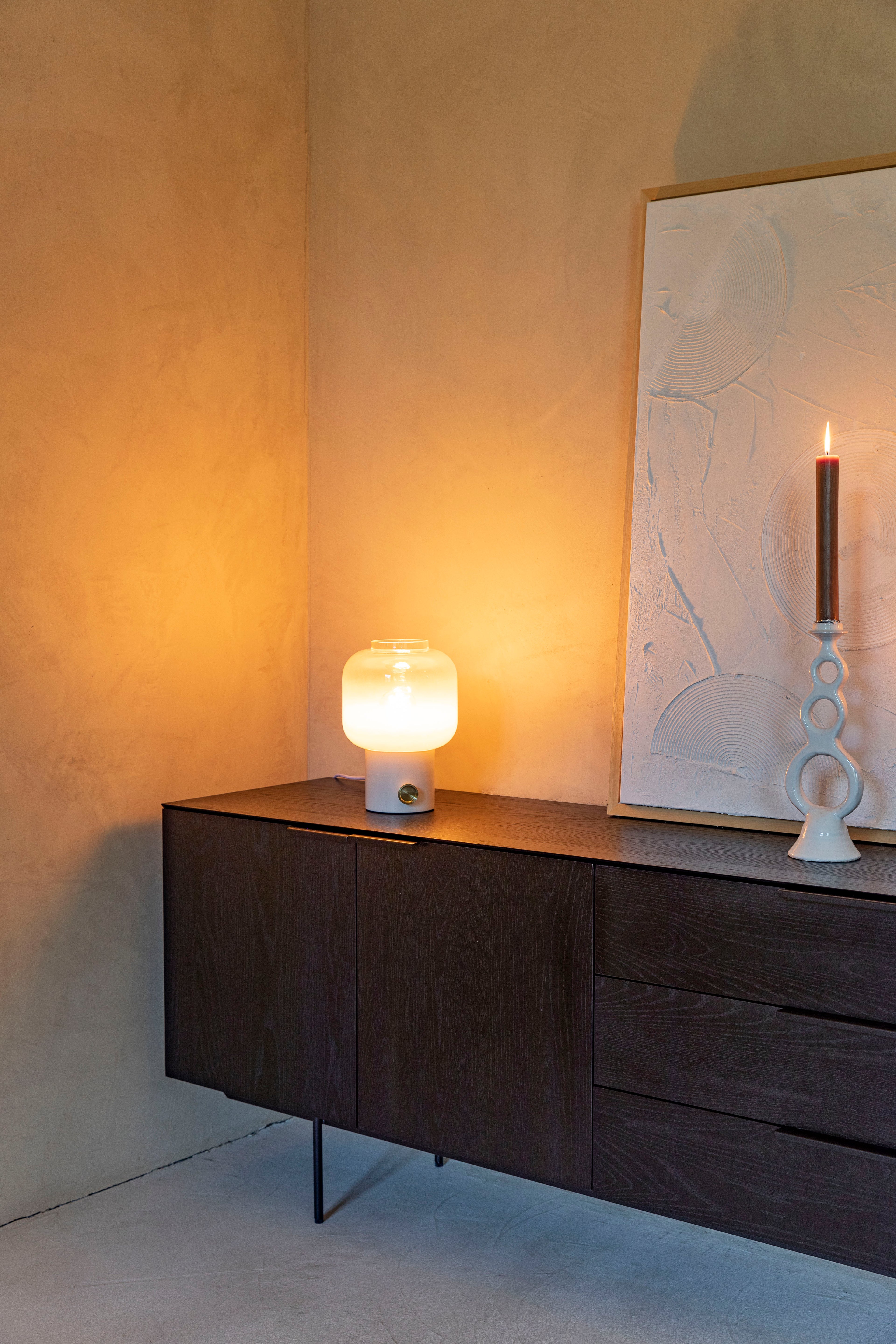 Moody - Lampe De Table - Verre - Blanc