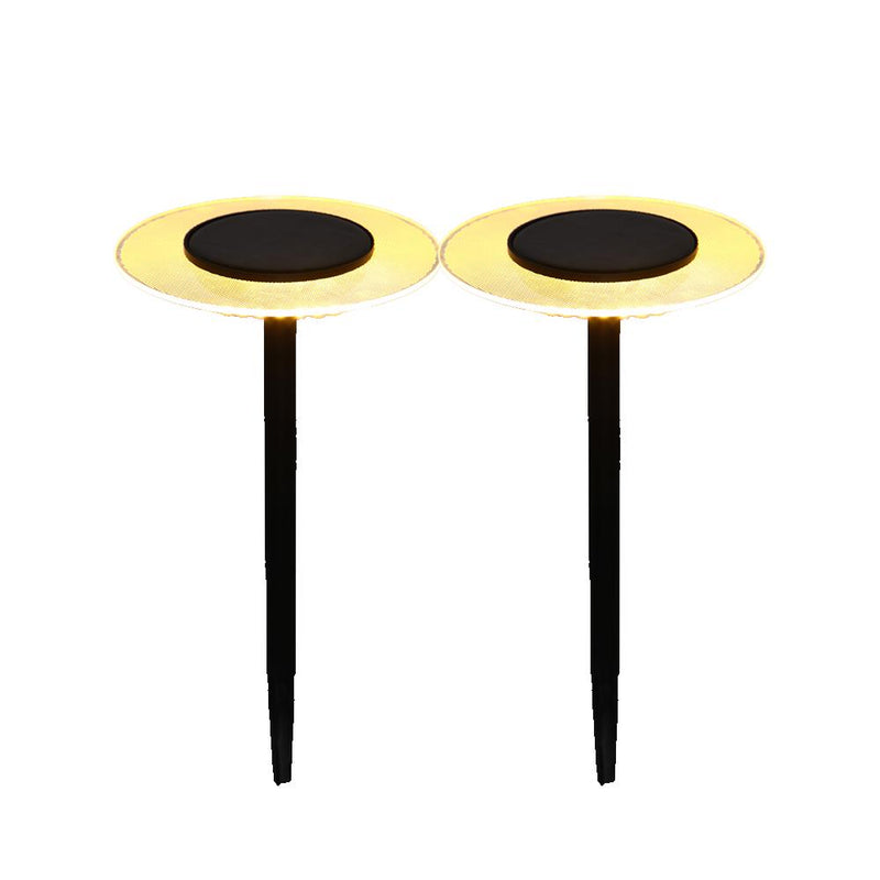 Lot de 2 balises solaires à piquer LED blanc chaud UFO H35cm - REDDECO.com