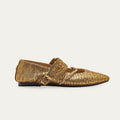 Adele Ballerina Flats Bubble Leather Antique Gold