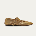 Adele Ballerina Flats Bubble Leather Antique Gold