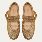 Adele Ballerina Flats Bubble Leather Antique Gold