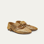 Adele Ballerina Flats Bubble Leather Antique Gold