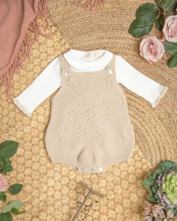 Barboteuse Maille Beige Unisexe