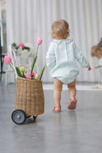Castille Striped Romper - Baby Girl - Ecru & Mint
