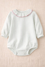 Castille Striped Romper - Baby Girl - Ecru & Mint