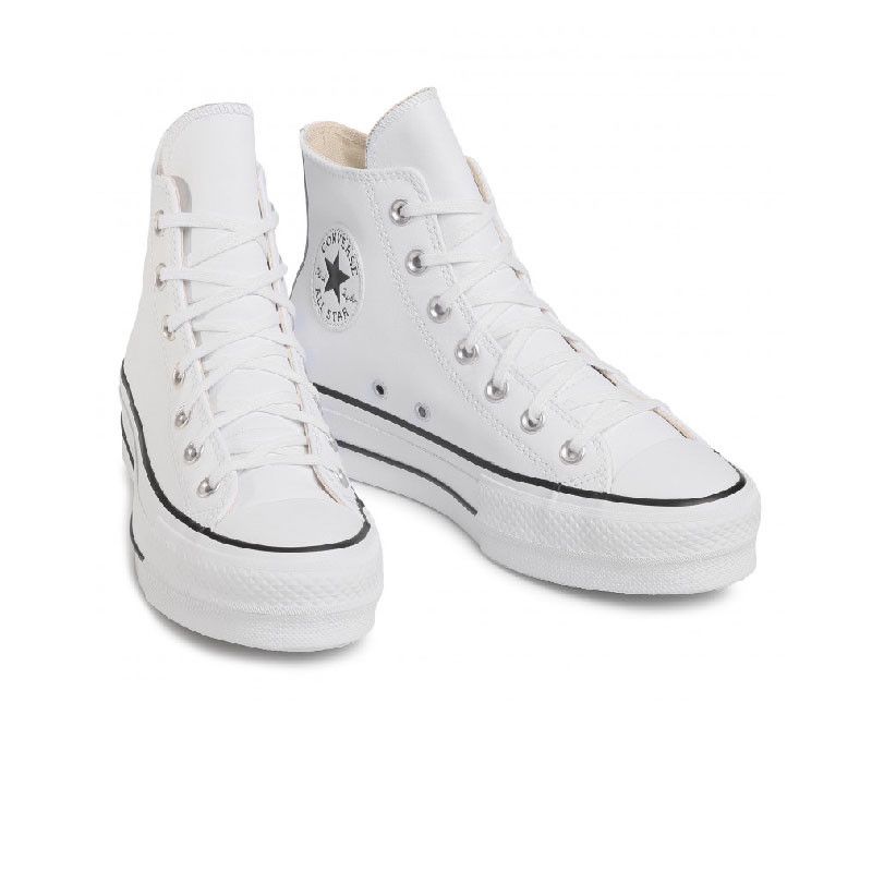 Hi Leather Platform Sneakers - White