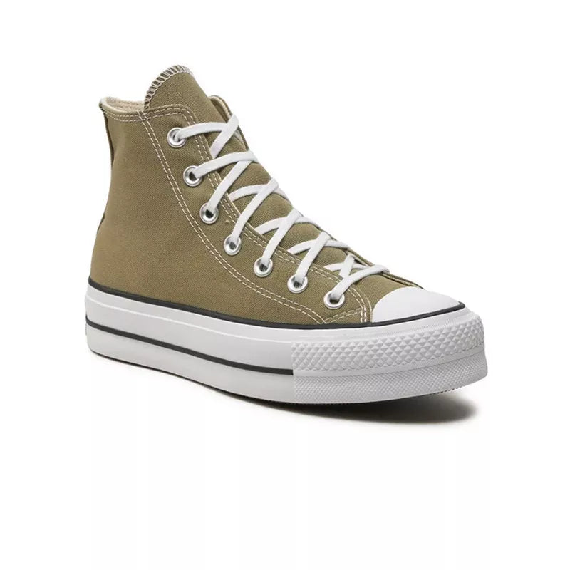 Zapatillas altas de lona con plataforma - Marrón