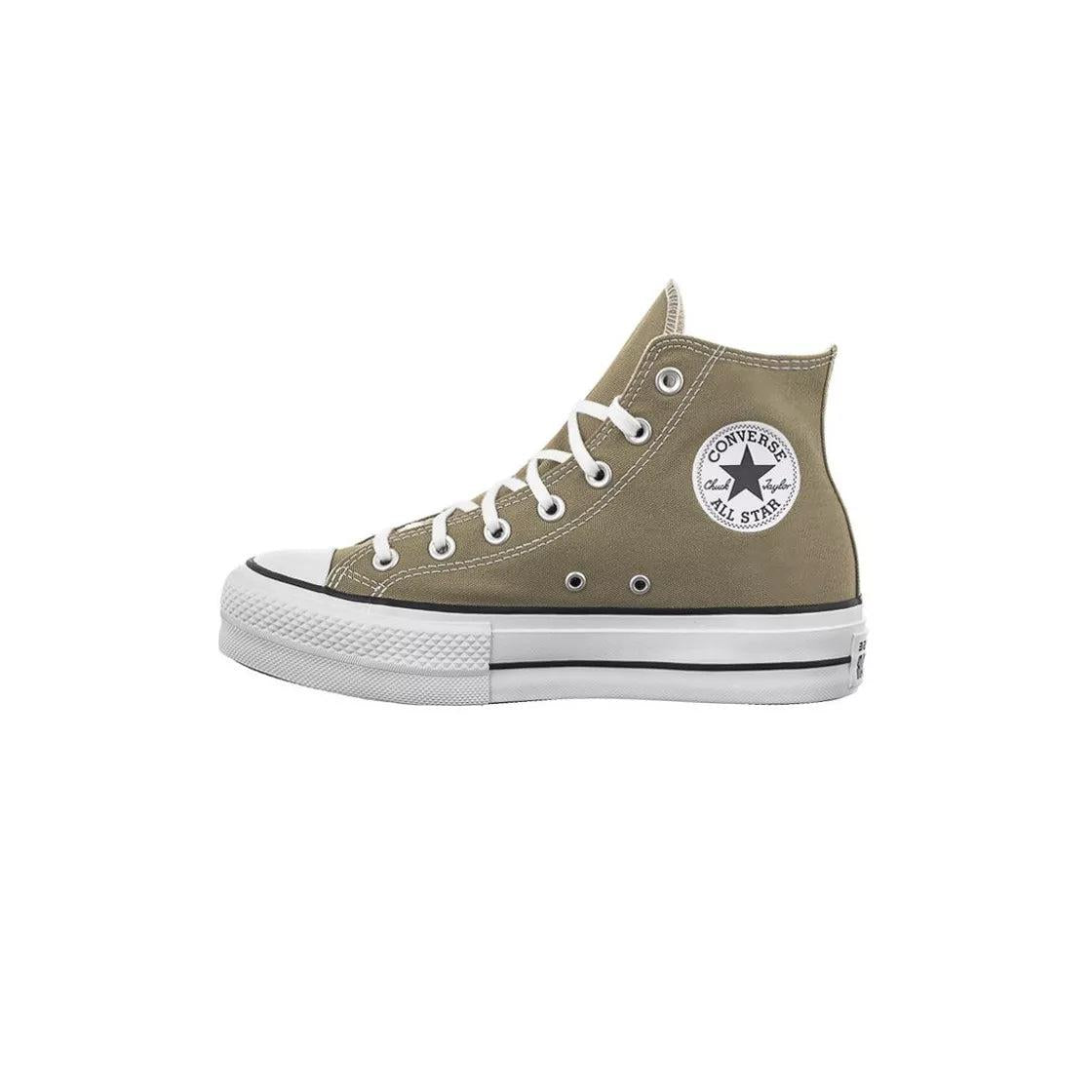 Zapatillas altas de lona con plataforma - Marrón