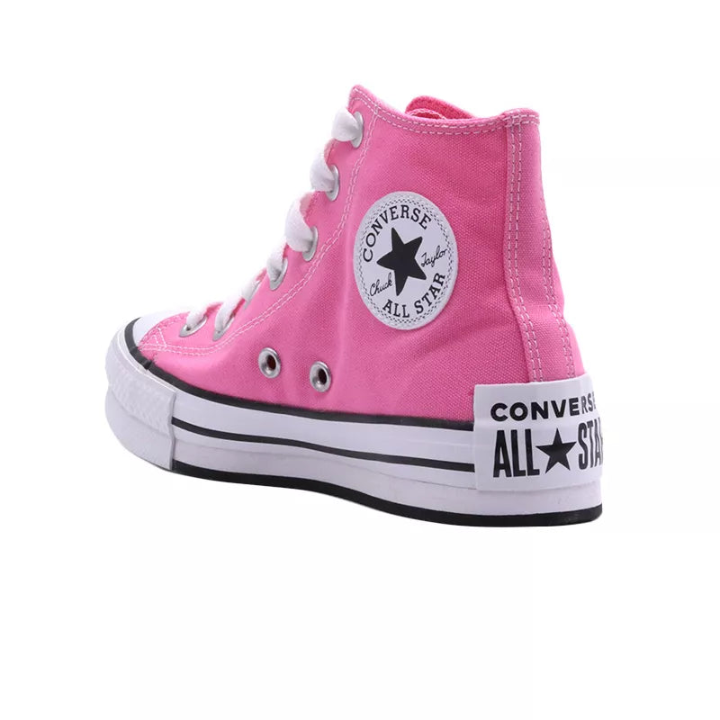 Canvas Hi Platform Sneakers - Pink/White