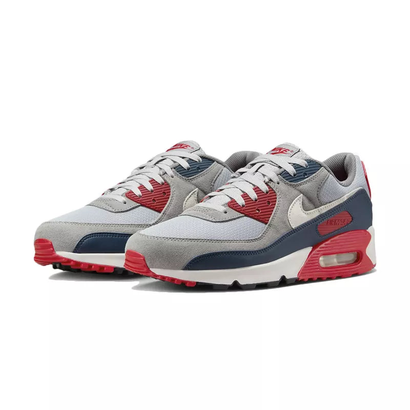 Nike Air Max 90 Sneakers - Grey, Navy Blue, Red, White