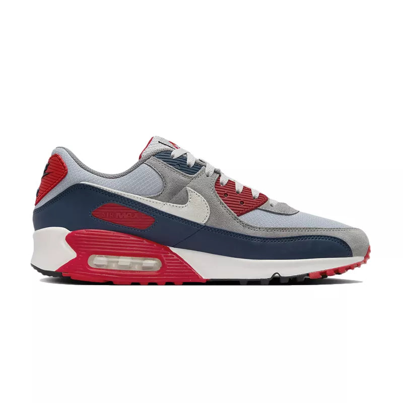 Nike Air Max 90 Sneakers - Grey, Navy Blue, Red, White