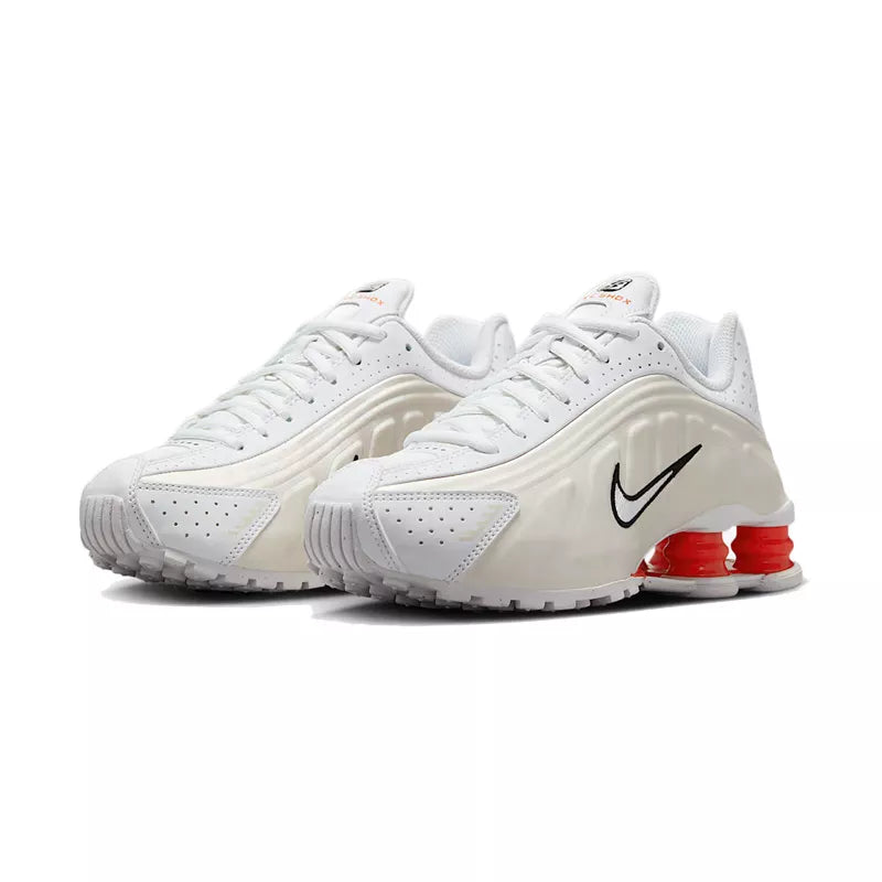 Baskets Nike Shox R4 Gs - Blanc Et Rouge