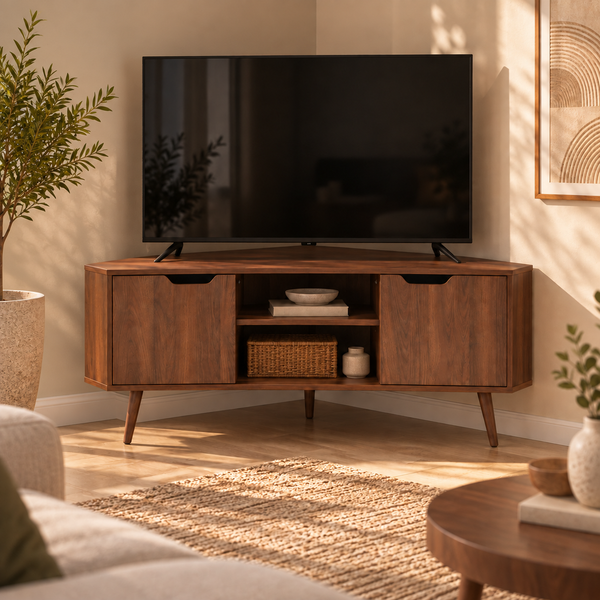Lyna – Eck-TV-Möbel – Walnuss-Optik