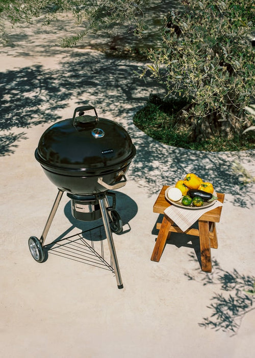 BBQ Smokey Kettle - Charcoal Smoker Barbecue With Ember Collector - Black
