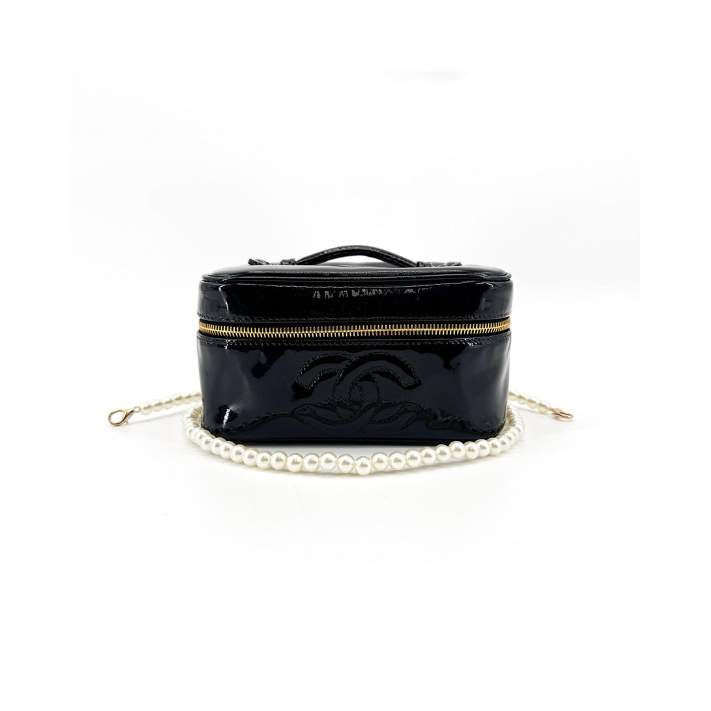 Chanel - Pochette Vintage Timeless Cosmetic Case Large Cuir Verni - Noir