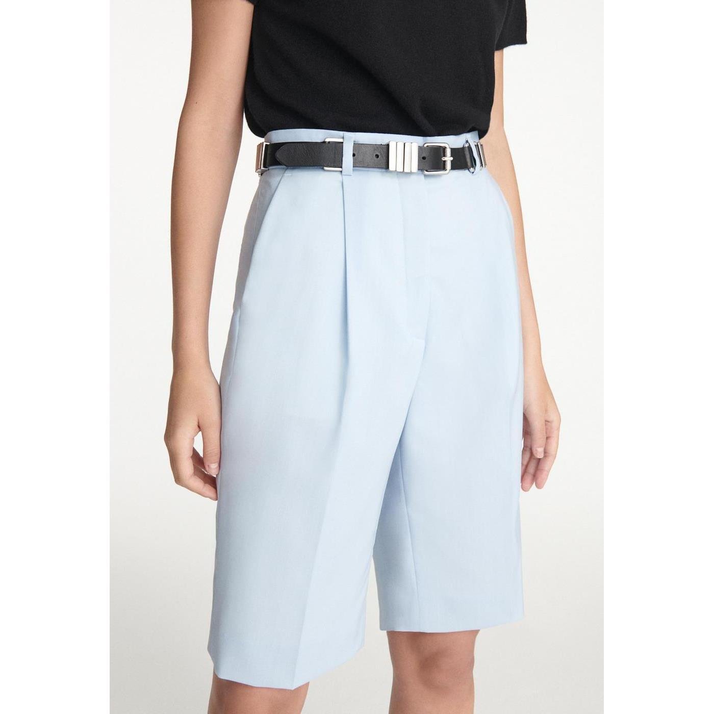 The Kooples - Bermuda Bleu Ciel Laine À Plis - Femme