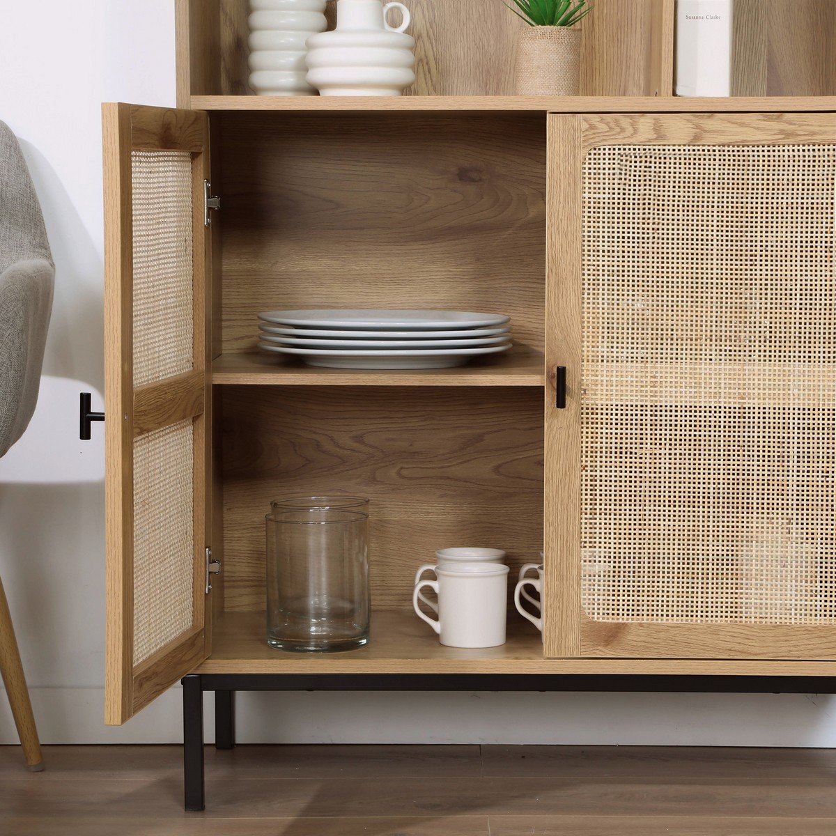 Jaya - 2-Door Bookcase / 6 Compartments - Natural Rattan