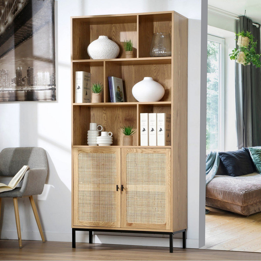 Jaya - 2-Door Bookcase / 6 Compartments - Natural Rattan
