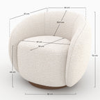 Naya - Swivel Armchair in White Bouclé Fabric