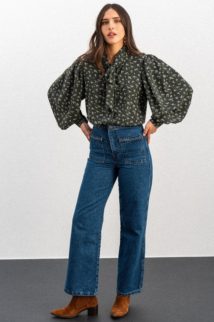 BLOUSE BEREN IMPRIMÉ PENTO KAKI