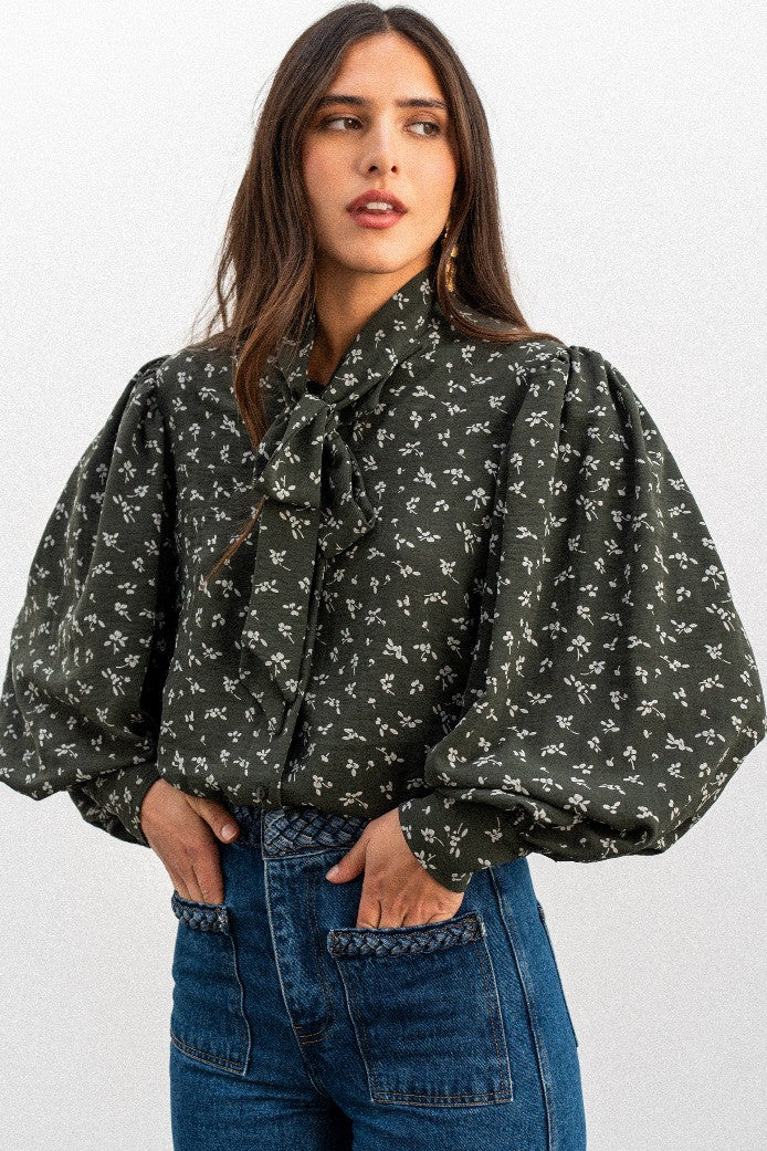 BLOUSE BEREN IMPRIMÉ PENTO KAKI