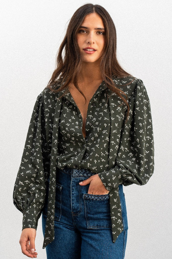 BLOUSE BEREN IMPRIMÉ PENTO KAKI