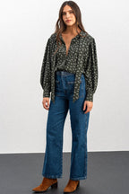 BLOUSE BEREN IMPRIMÉ PENTO KAKI