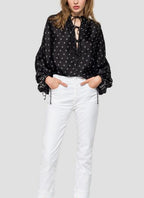 Replay - Floral Print Blouse - Black White - Women