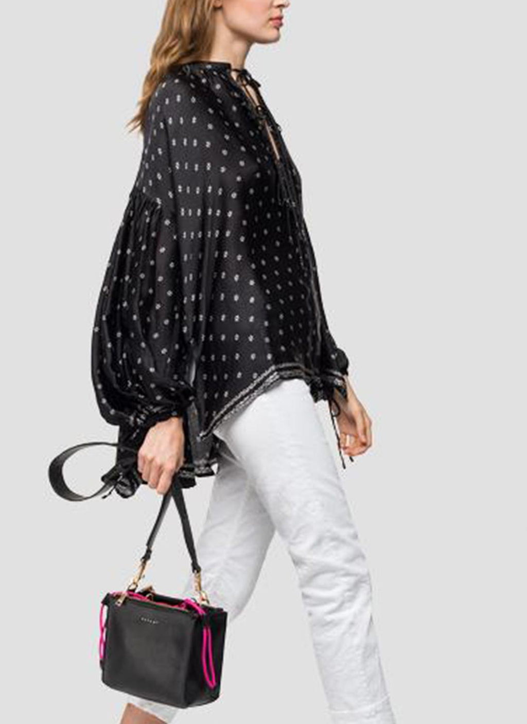 Replay - Floral Print Blouse - Black White - Women
