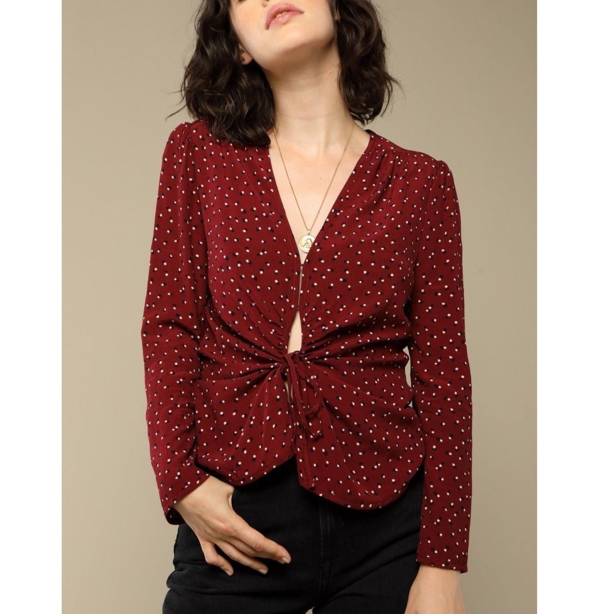 Blusa Yasmine - Lunares burdeos