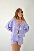 Marta Gingham Lavender Blouse