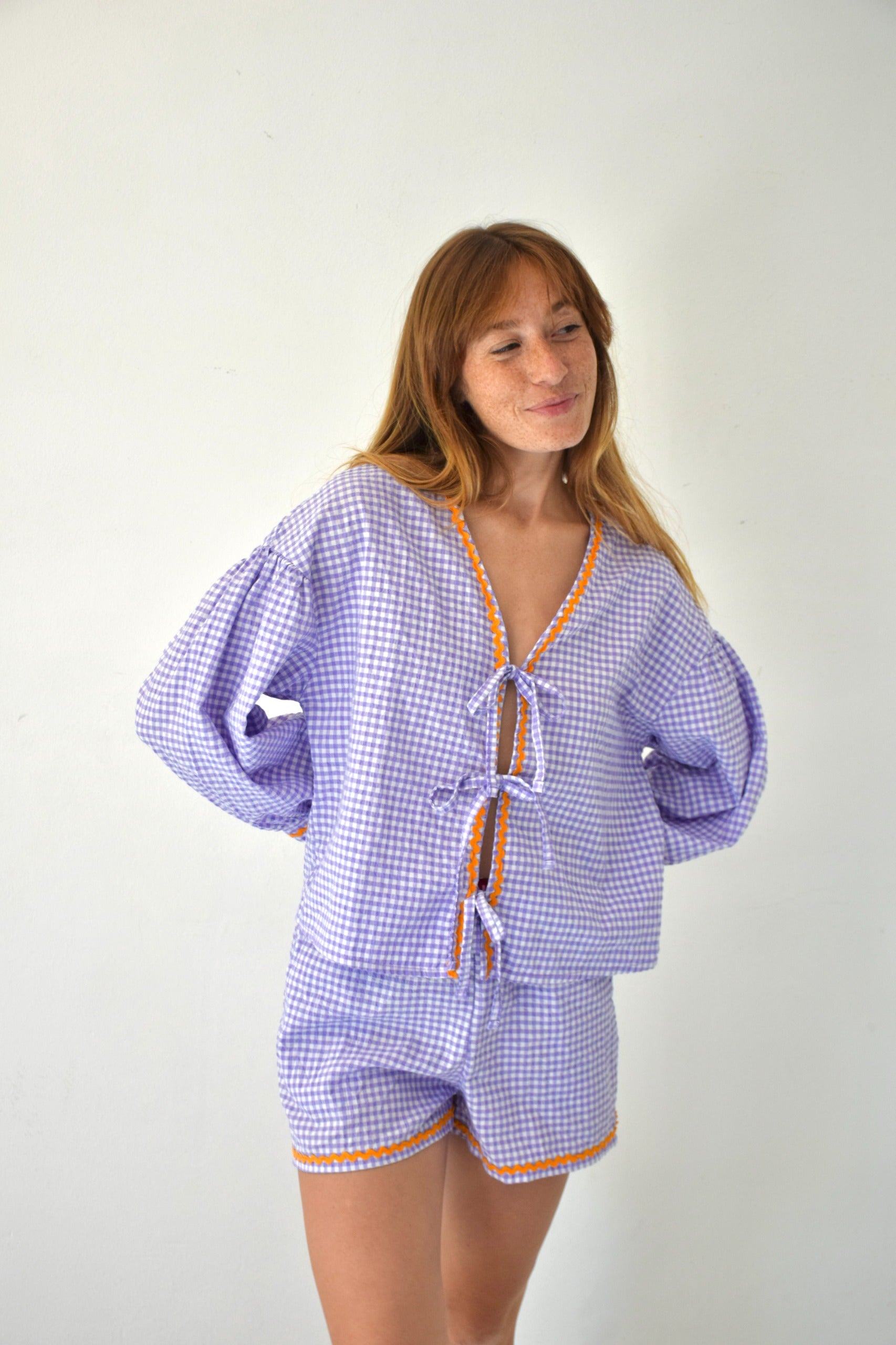 Marta Gingham Lavender Blouse