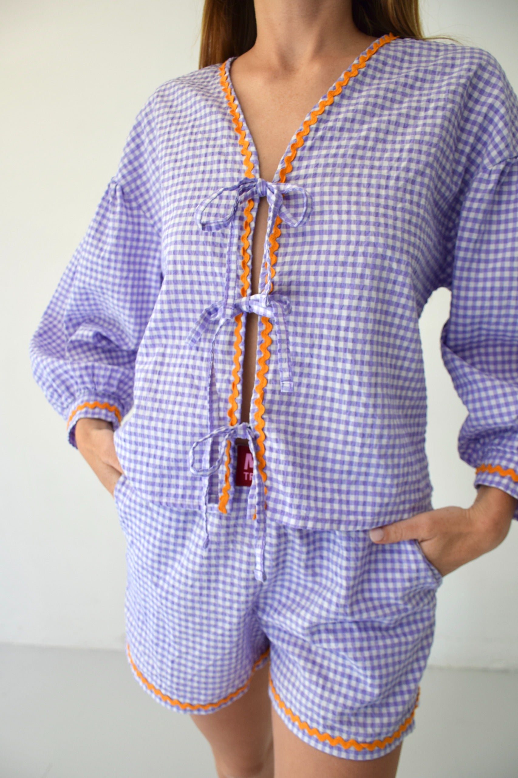 Marta Gingham Lavender Blouse